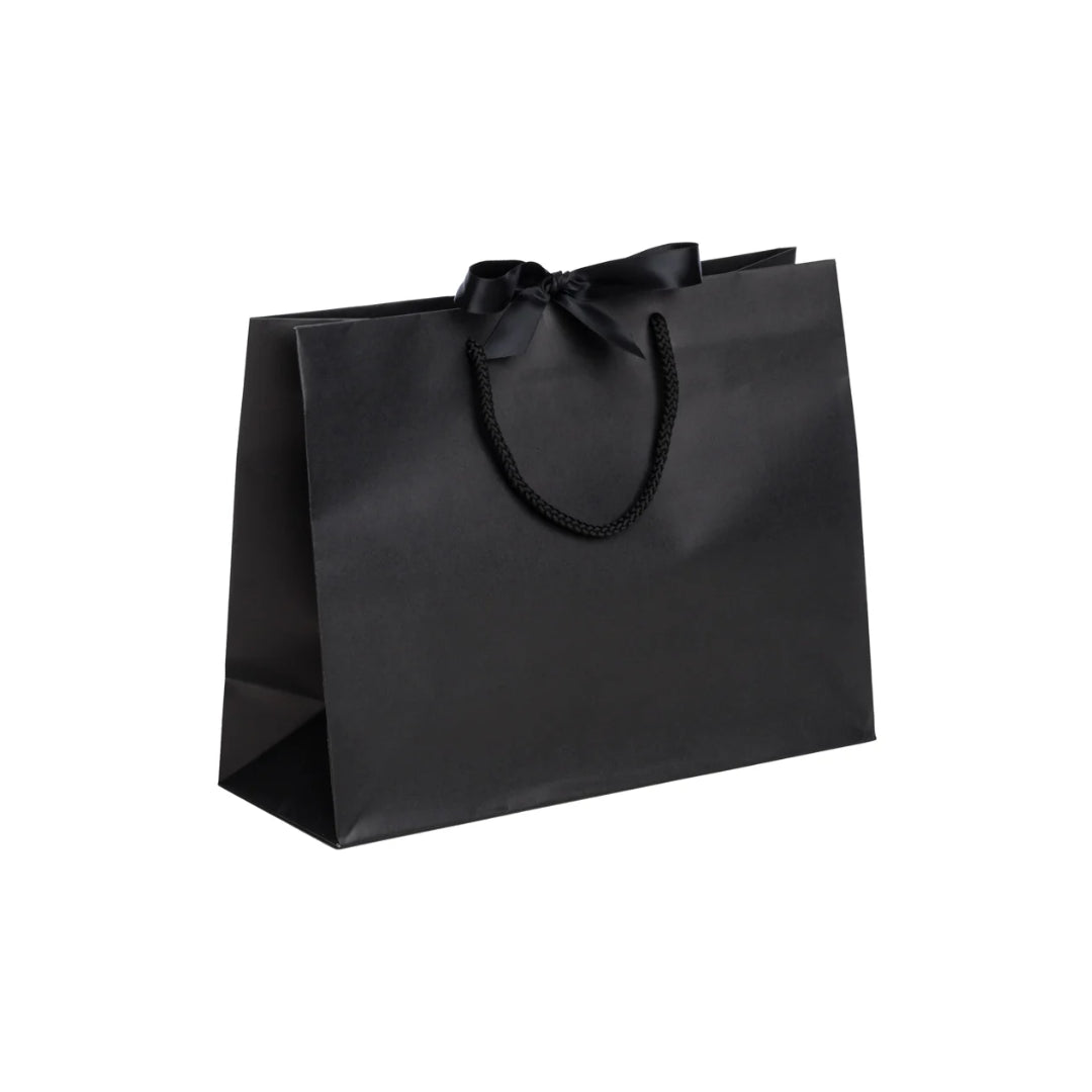 Black Landscape Recycled Carrier Bag with Ribbon (320x120x250mm)