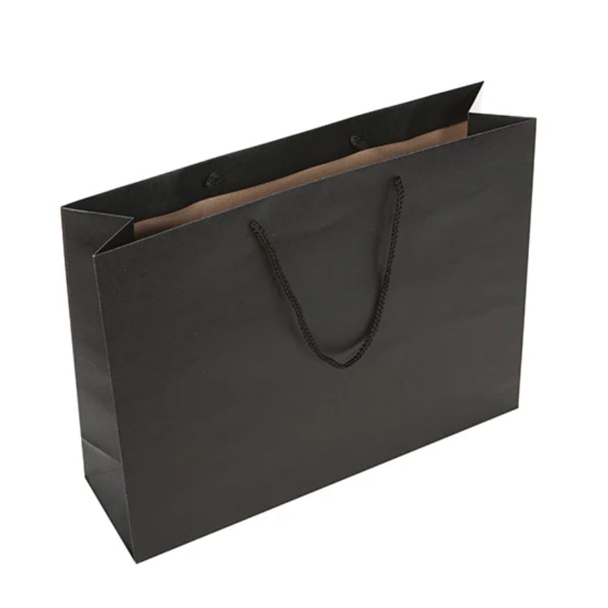 Black Recycled Carrier with Rope Handles 42x12x32cm