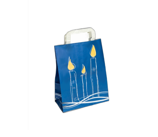 Blue Christmas Candle Tape Handle Bags 22x10x28cm