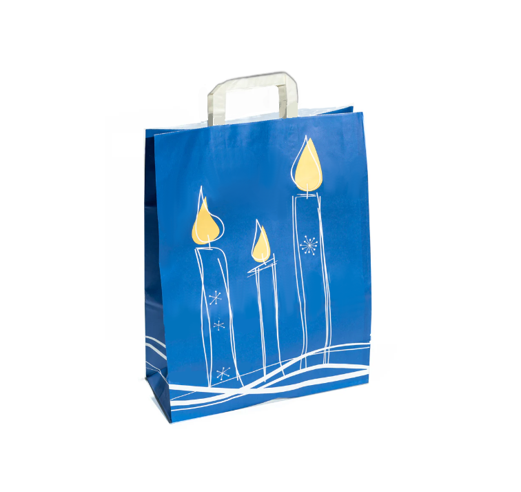 Blue Christmas Candle Tape Handle Bags 32x14x42cm