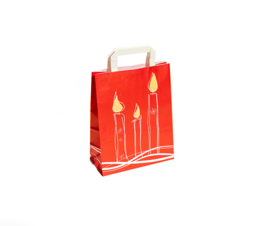 Red Christmas Candle Tape Handle Bags 22x10x28cm