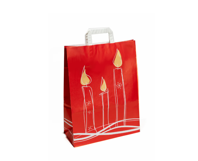 Red Christmas Candle Tape Handle Bags 32x14x42cm