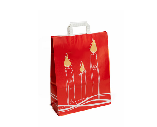 Red Christmas Candle Tape Handle Bags 32x14x42cm