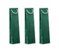 Three green wine bags with white rope handles on a white background