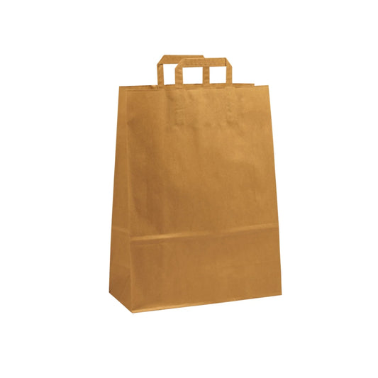 Extra Large Brown Kraft Takeaway Bags with Internal Paper Tape Handles (32x14x42cm)