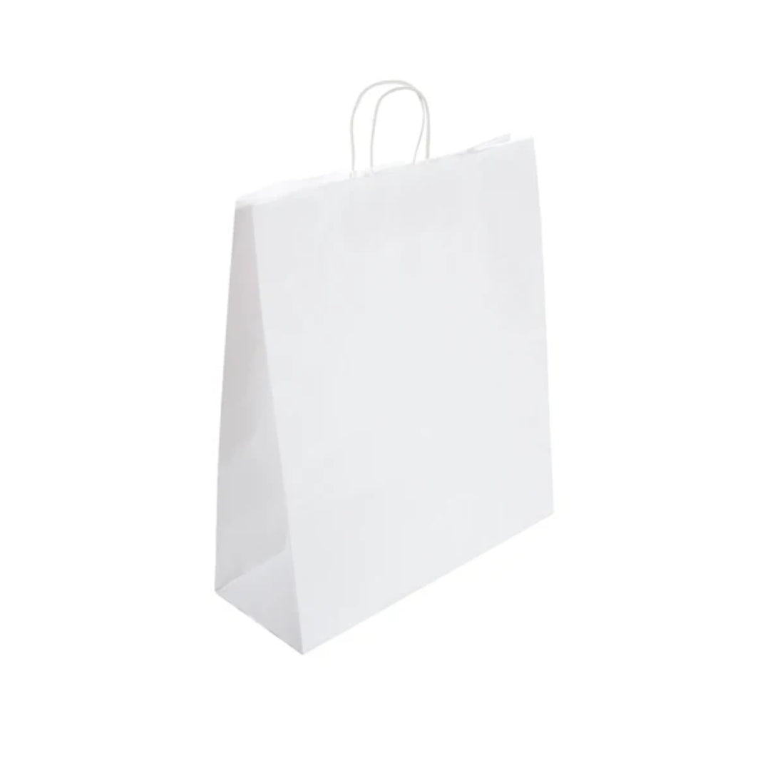Extra Large White Twist Handle Bag (45x17x48cm)