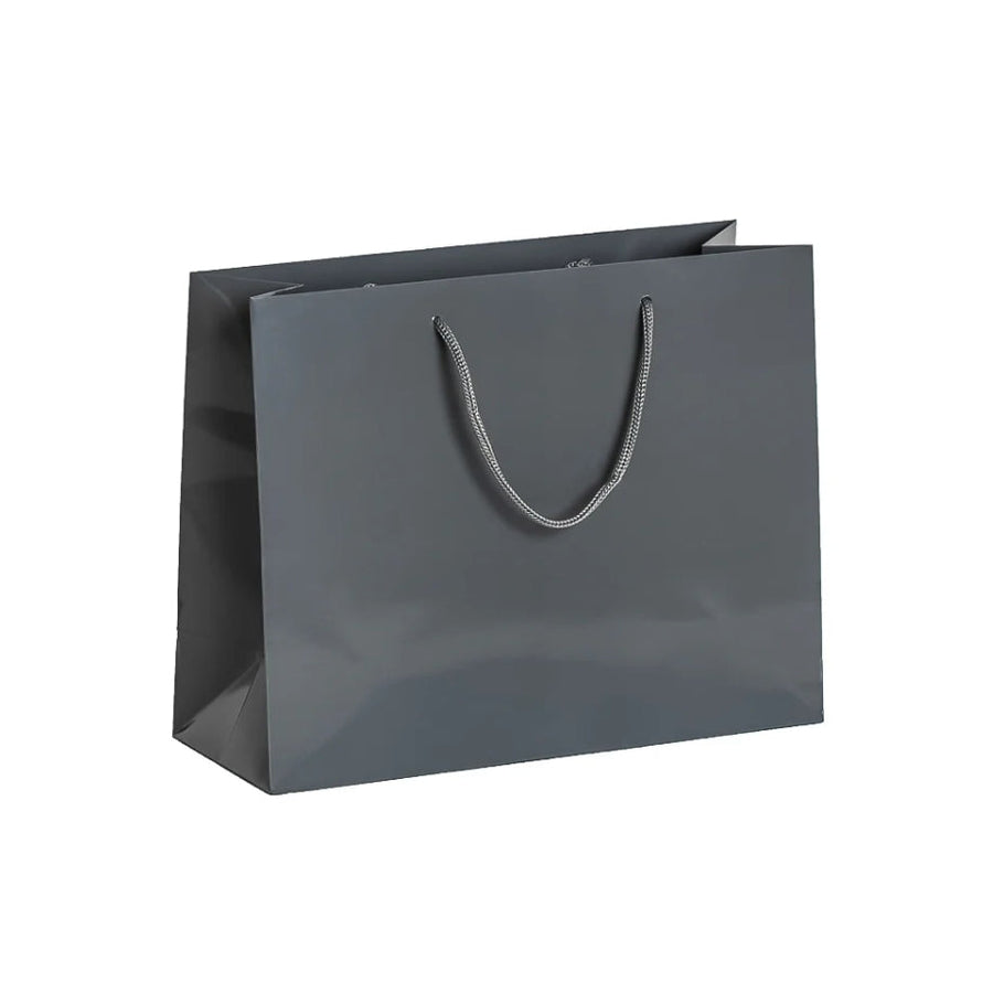 Grey Gloss Rope Handle Bag 32x12x25cm
