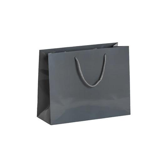 Grey Gloss Rope Handle Bag 32x12x25cm