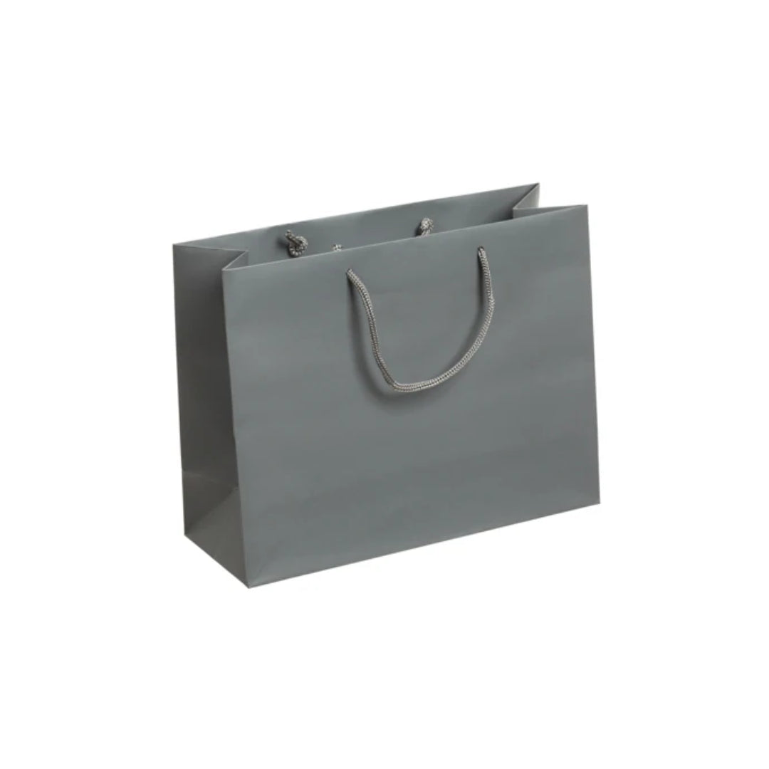 Grey Laminated Rope Handle Bag 32x12x25cm