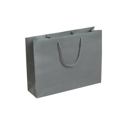 Grey Laminated Rope Handle Bag 42x12x32cm