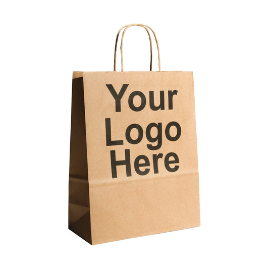 Large Brown Kraft Carriers (32x14x42cm) Printed Black