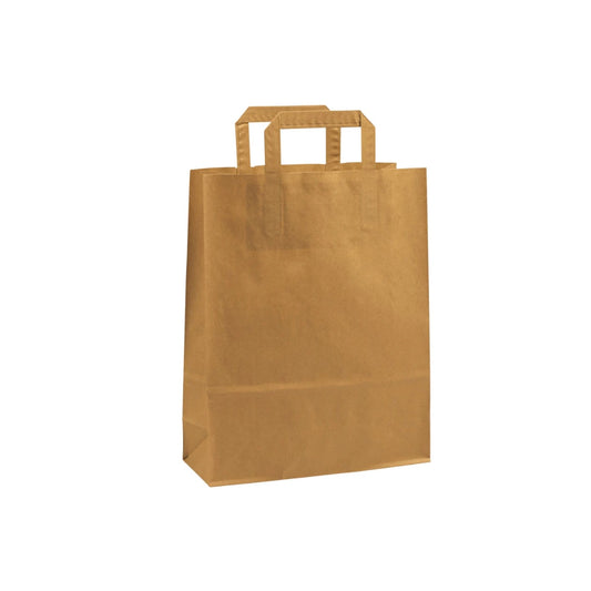 Large Brown Kraft Takeaway Bags with Internal Paper Tape Handles (26x10x33cm)