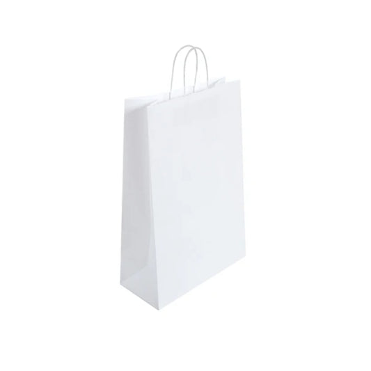 Large White Twist Handle Bag (32x14x42cm)