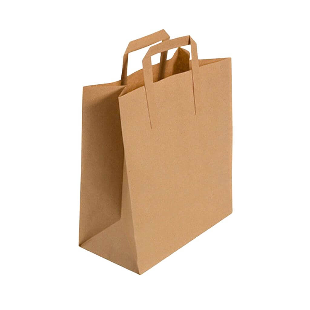 Large brown takeaway bag on a white background