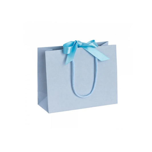 Light Blue Landscape Paper Recycled Carrier Bag with Ribbon 200x80x160mm