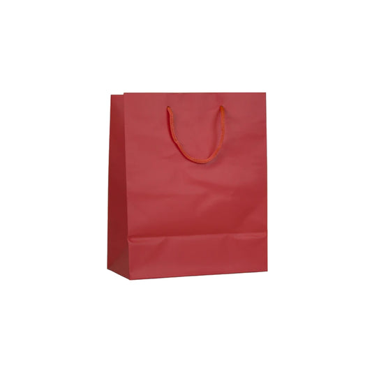 Medium Red Matt Laminated Carrier Bag 18x10x23cm