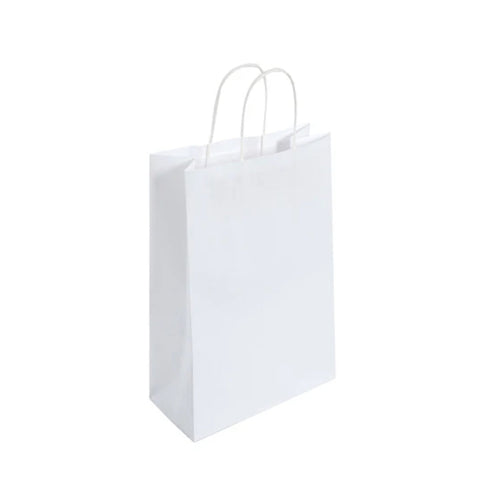Medium White Twist Handle Bag (24x11x31cm)