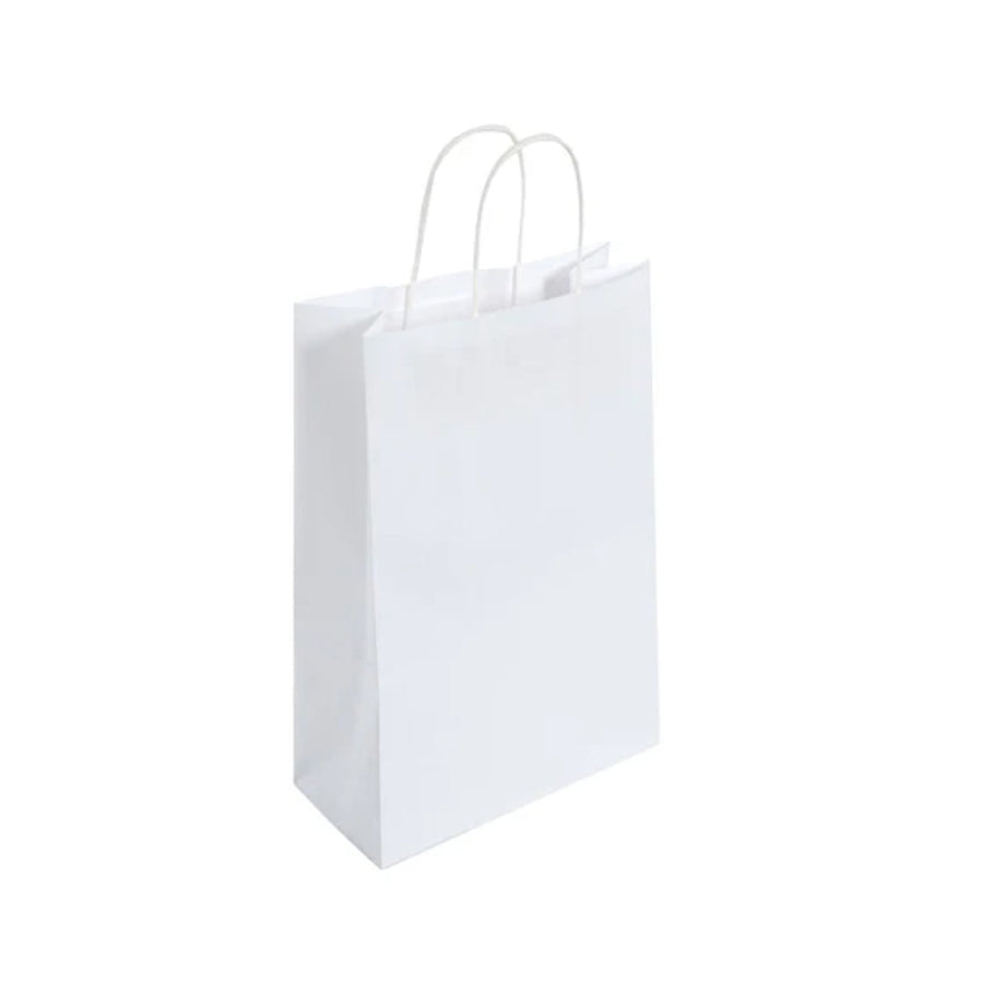 Medium White Twist Handle Bag (24x11x31cm)