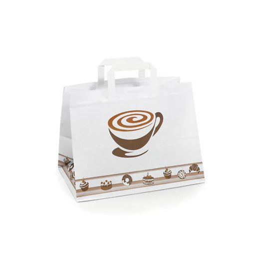 Mocha Patisserie Flat Handle Takeaway Bags (260x175x245mm)