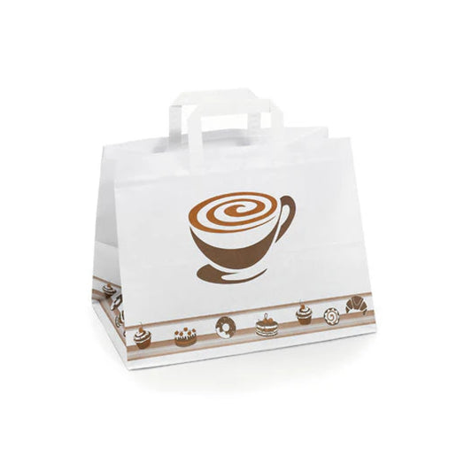 Mocha Patisserie Flat Handle Takeaway Bags (317x218x245mm)