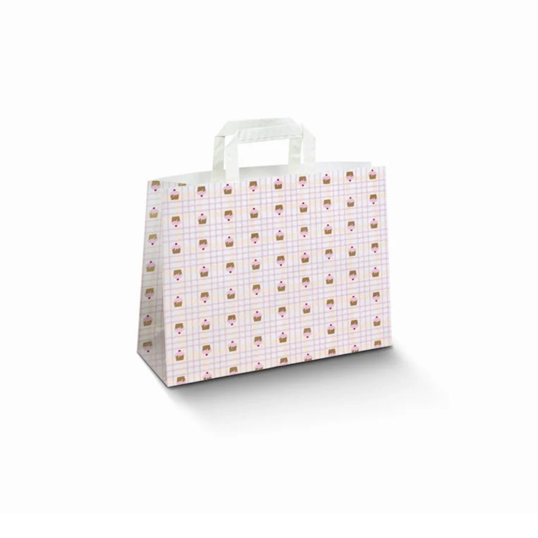 Muffin Patisserie Flat Handle Takeaway Bags (260x175x245mm)