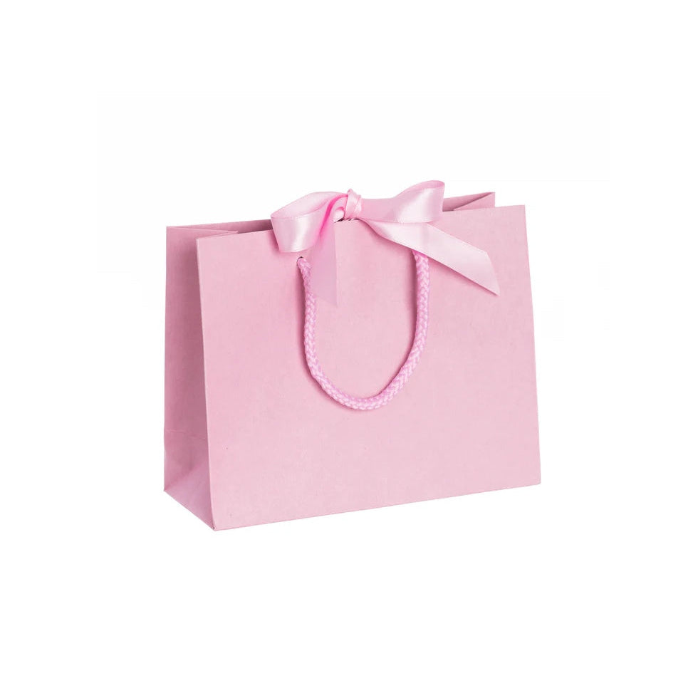 Pink Landscape Paper Recycled Carrier Bag with Ribbon 200x80x160mm