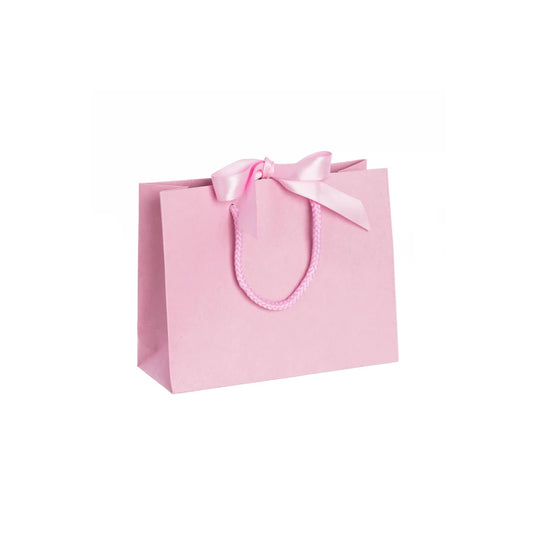 Pink Landscape Paper Recycled Carrier Bag with Ribbon 200x80x160mm