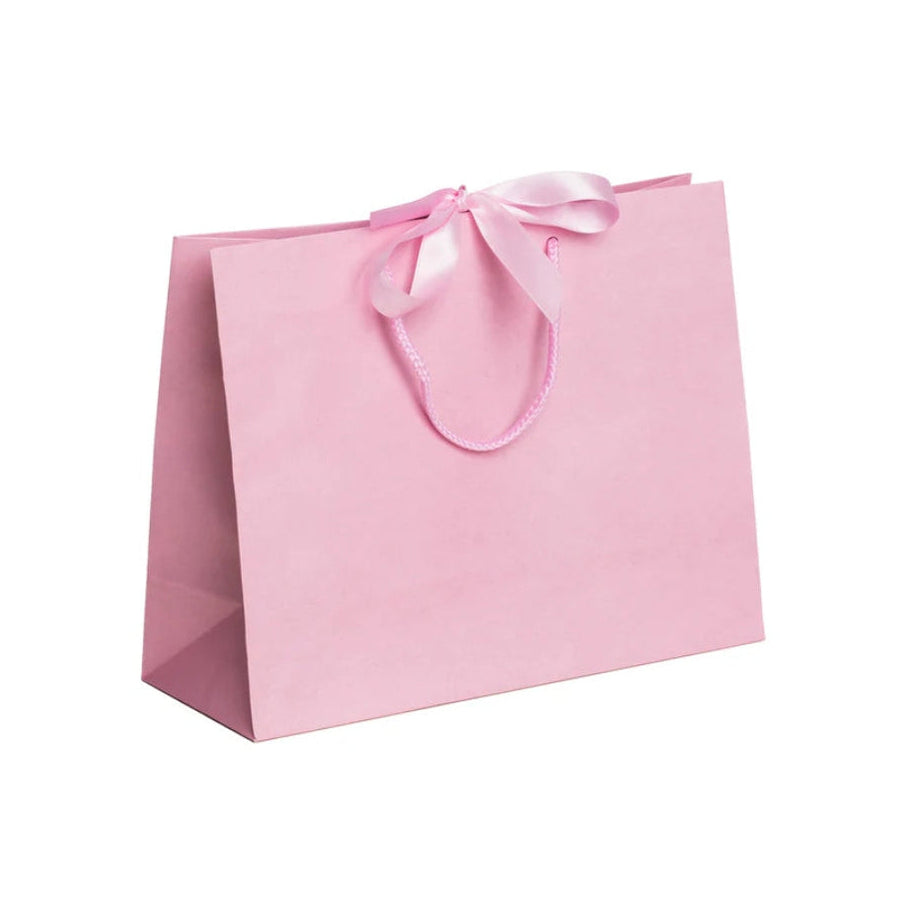 Pink Landscape Paper Recycled Carrier Bag with Ribbon 320x120x250mm