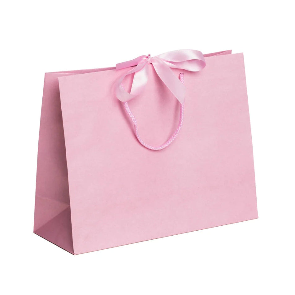 Pink Landscape Paper Recycled Carrier Bag with Ribbon 420x120x320mm