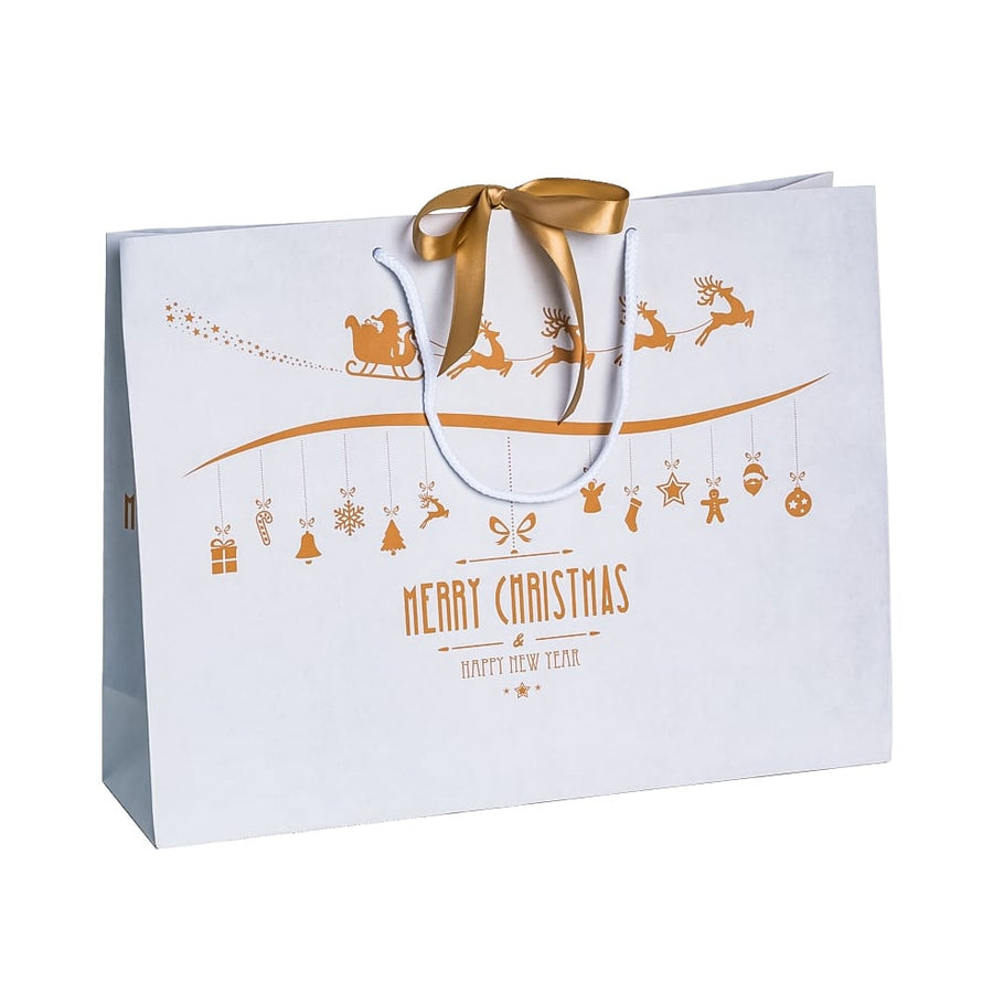 Recycled Christmas Bag - Sleigh Landscape with Ribbon 420x120x320mm