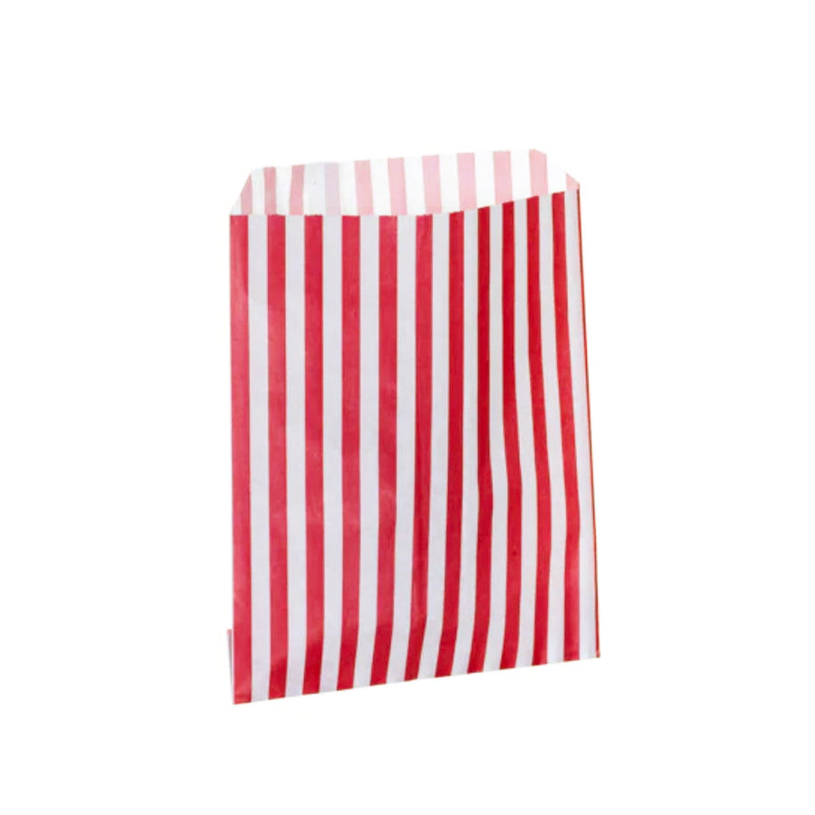 Red Candy Stripe Counter Bags 18x23cm kraft paper