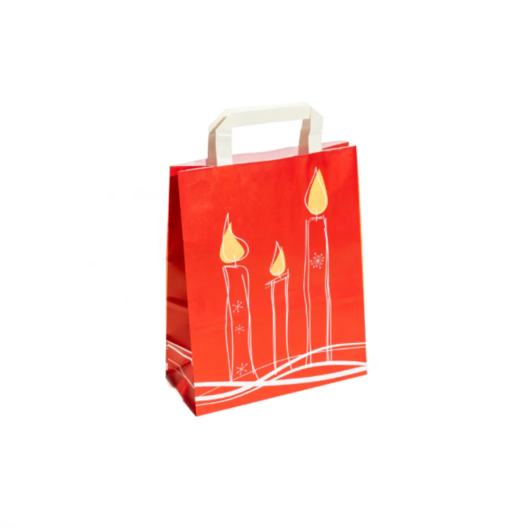 Red Christmas Candle Tape Handle Bags 22x10x28cm