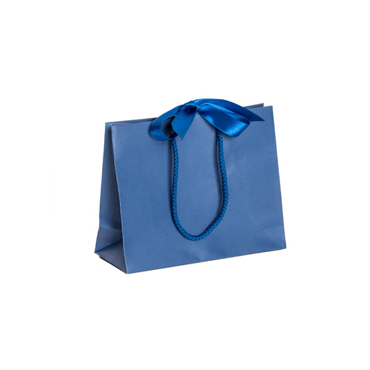Royal Blue Landscape Paper Recycled Carrier Bag with Ribbon 200x80x160mm