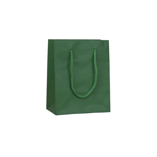 Small Green Matt Laminated Rope Handle Bag (12x8x14cm)