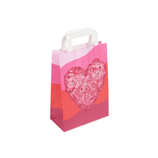 Small Heart & Roses Carrier Bags 20x10x28cm