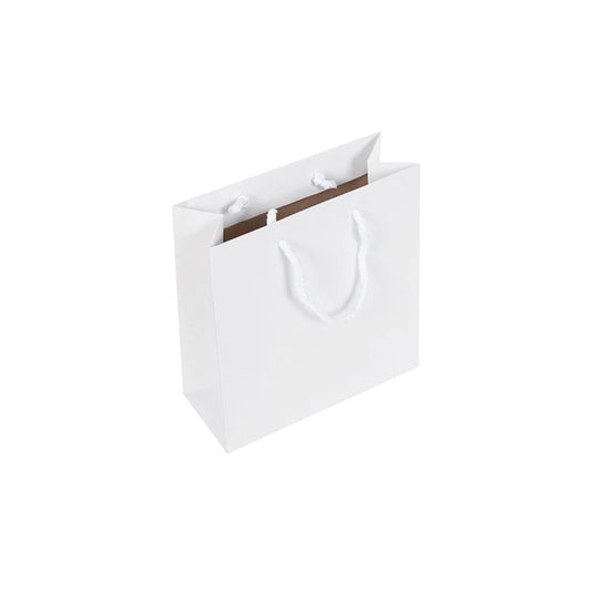 Small White Recycled Bag with Rope Handles 19x8x21cm