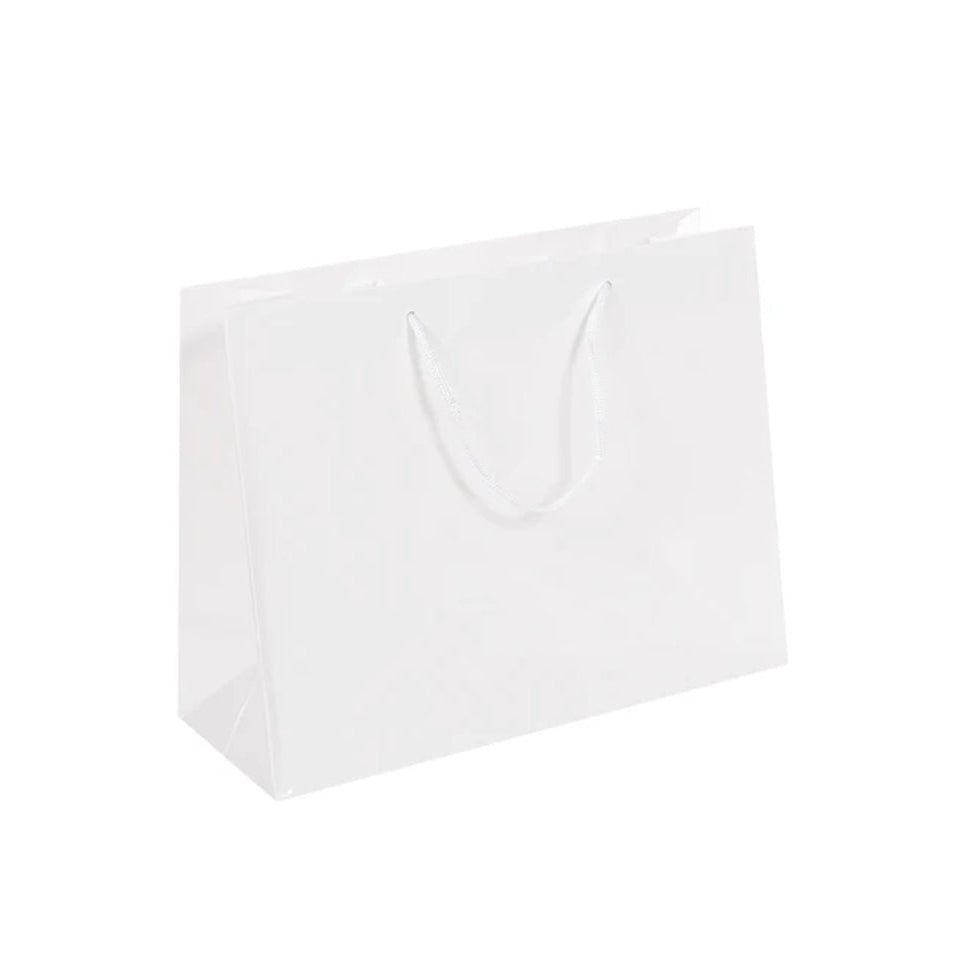 White Gloss Rope Handle Bag 32x12x25cm