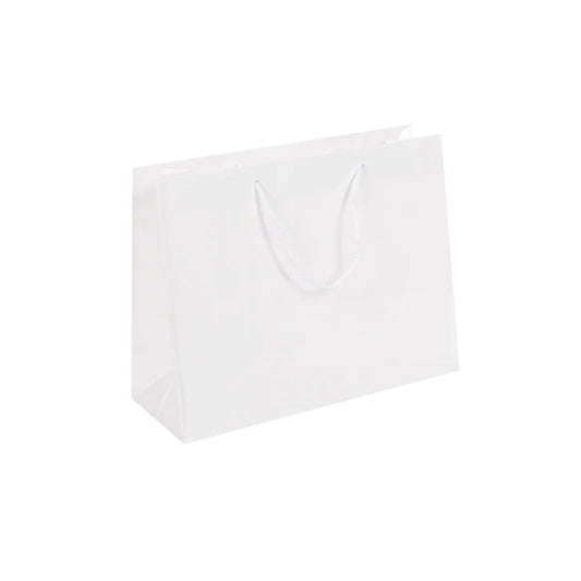 White Gloss Rope Handle Bag 32x12x25cm