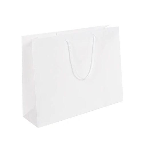 White Glossy Rope Handle Bag 42x12x32cm