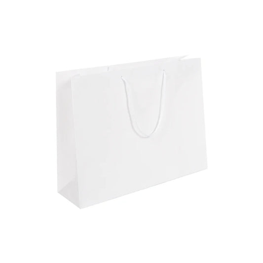 White Glossy Rope Handle Bag 42x12x32cm