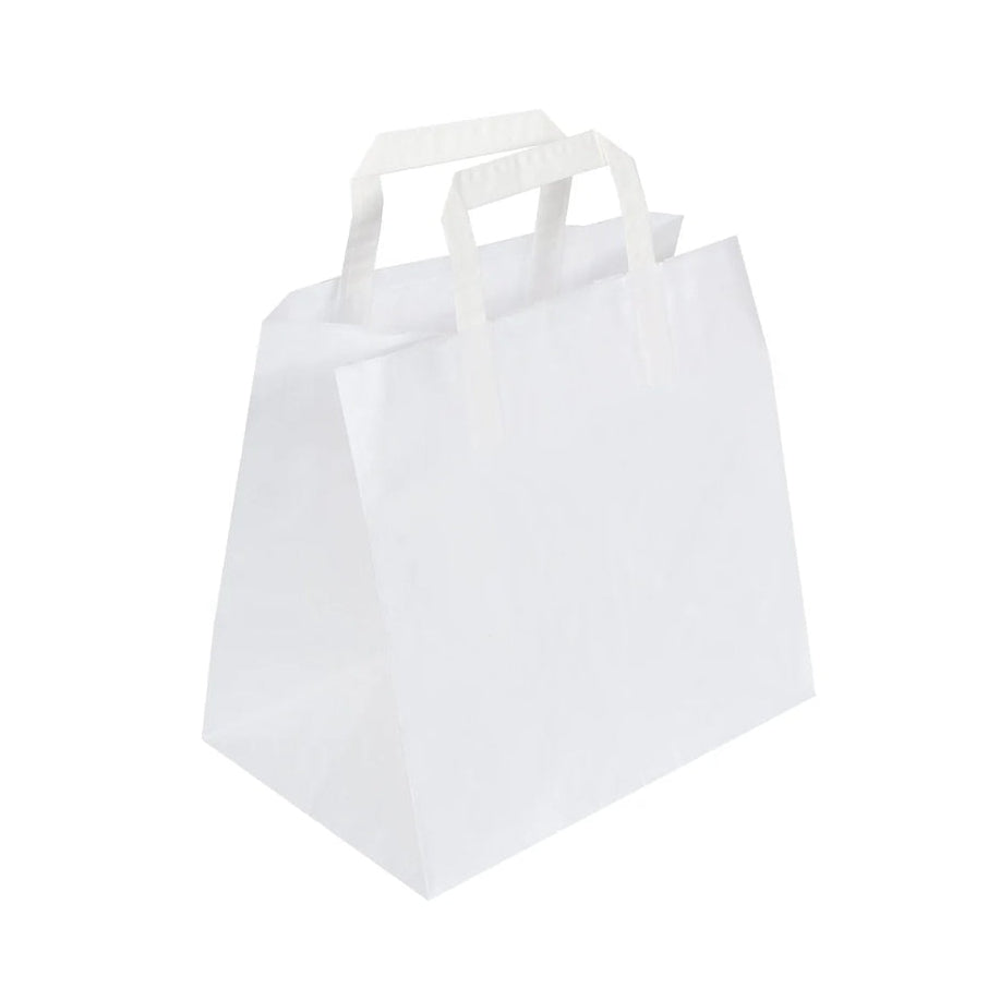 White Patisserie Flat Handle Takeaway Bags (260x175x245mm)