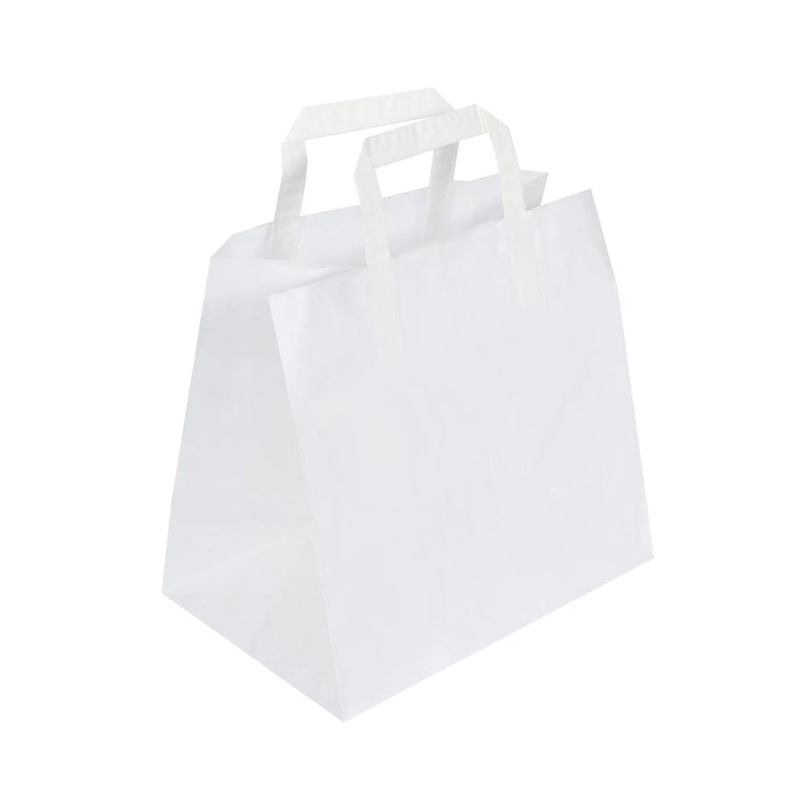 White Patisserie Flat Handle Takeaway Bags (260x175x245mm)
