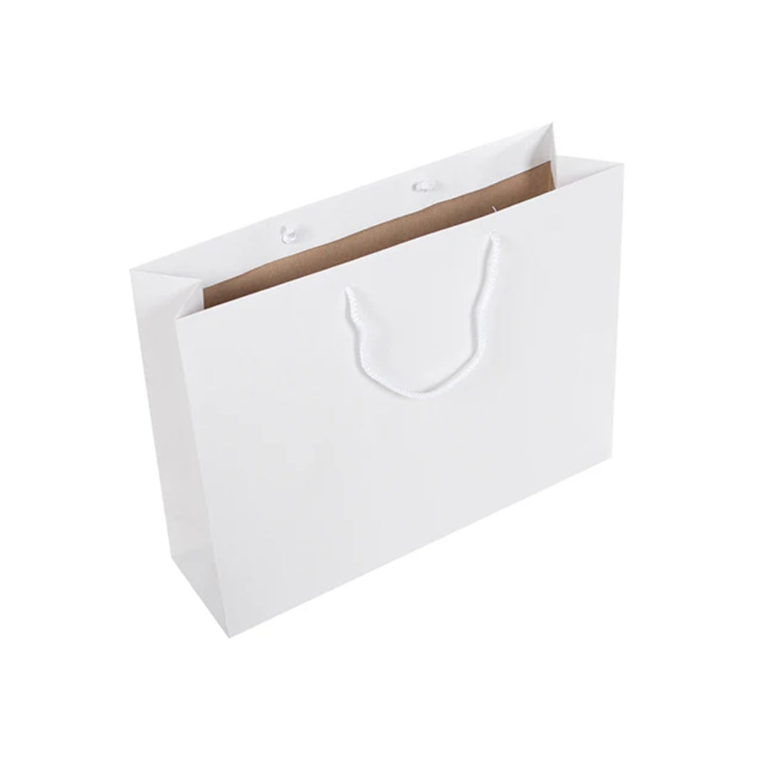 White Recycled Carrier with Rope Handles 42x12x32cm