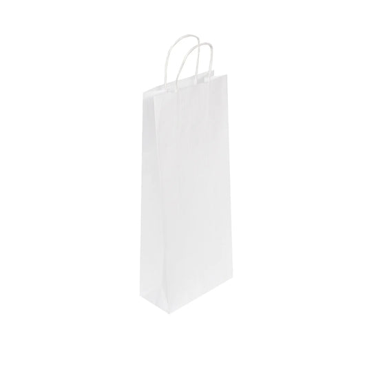 White Ribbed Wine Bottle Bag (16x8x38cm)