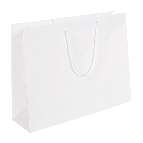 White Glossy Rope Handle Bag (42x12x32cm)