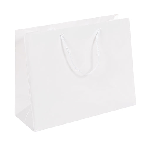 White Gloss Rope Handle Bag (32x12x25cm)