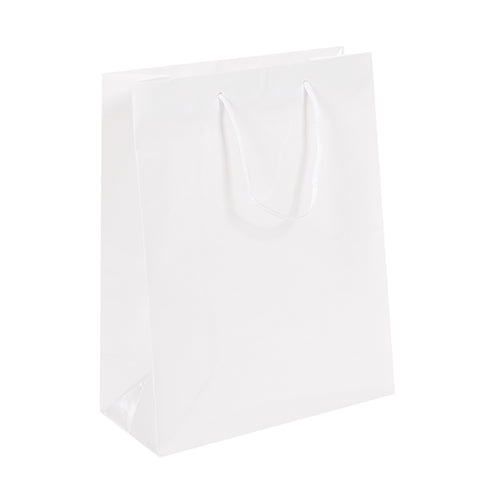 White Glossy Rope Handle Bag (18x10x23cm)