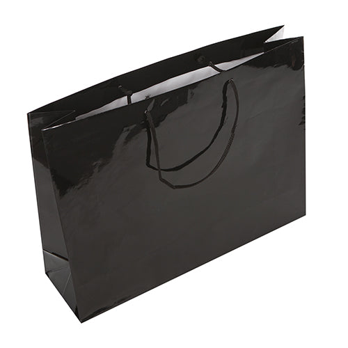 Black Glossy Rope Handle Bag 42x12x32cm