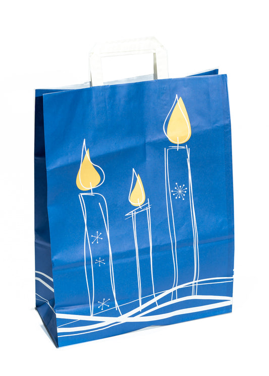 Blue Christmas Candle Tape Handle Bags 32x14x42cm