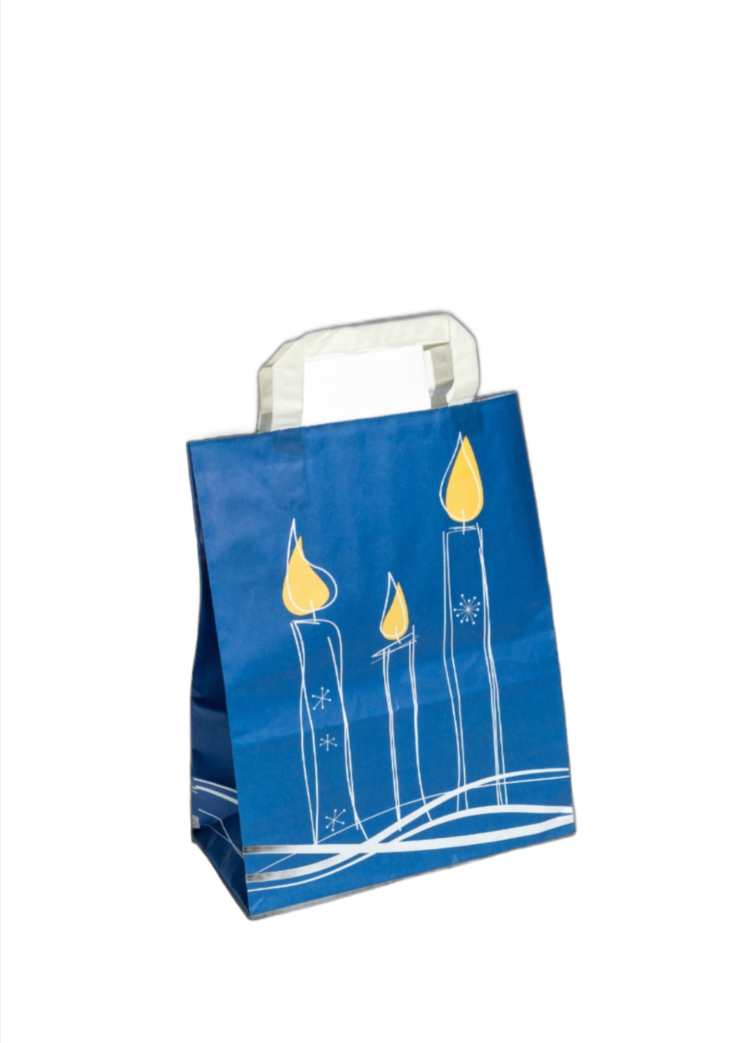 Blue Christmas Candle Tape Handle Bags 22x10x28cm Big Brown Carrier Bag